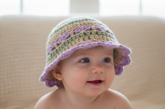 Scalloped baby hat