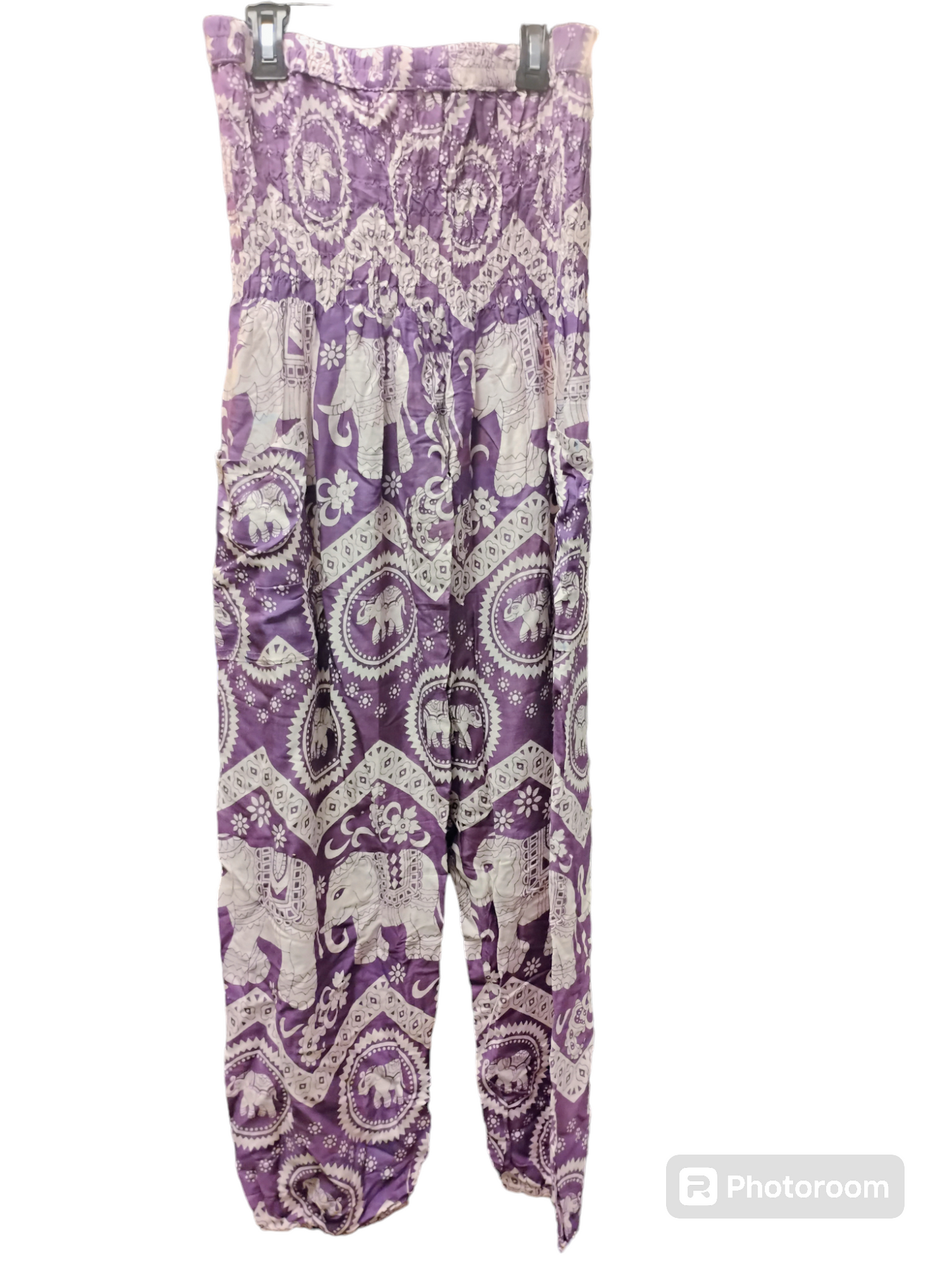 Rayon Genie Pants: Purple elephant