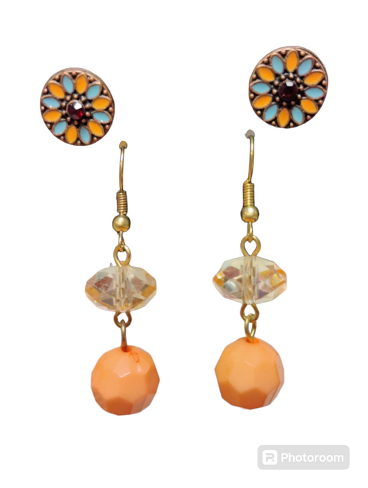 Peachy Gold Earring Set