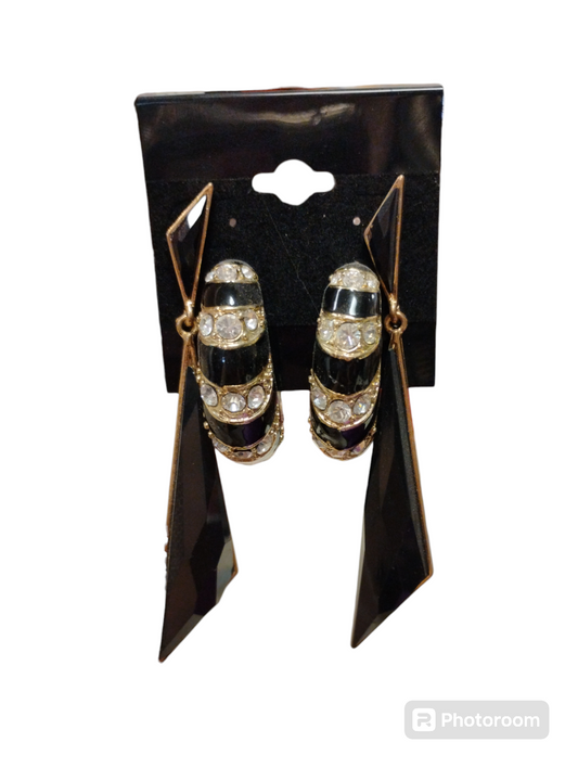 Heavy Black and Gold Earring Set