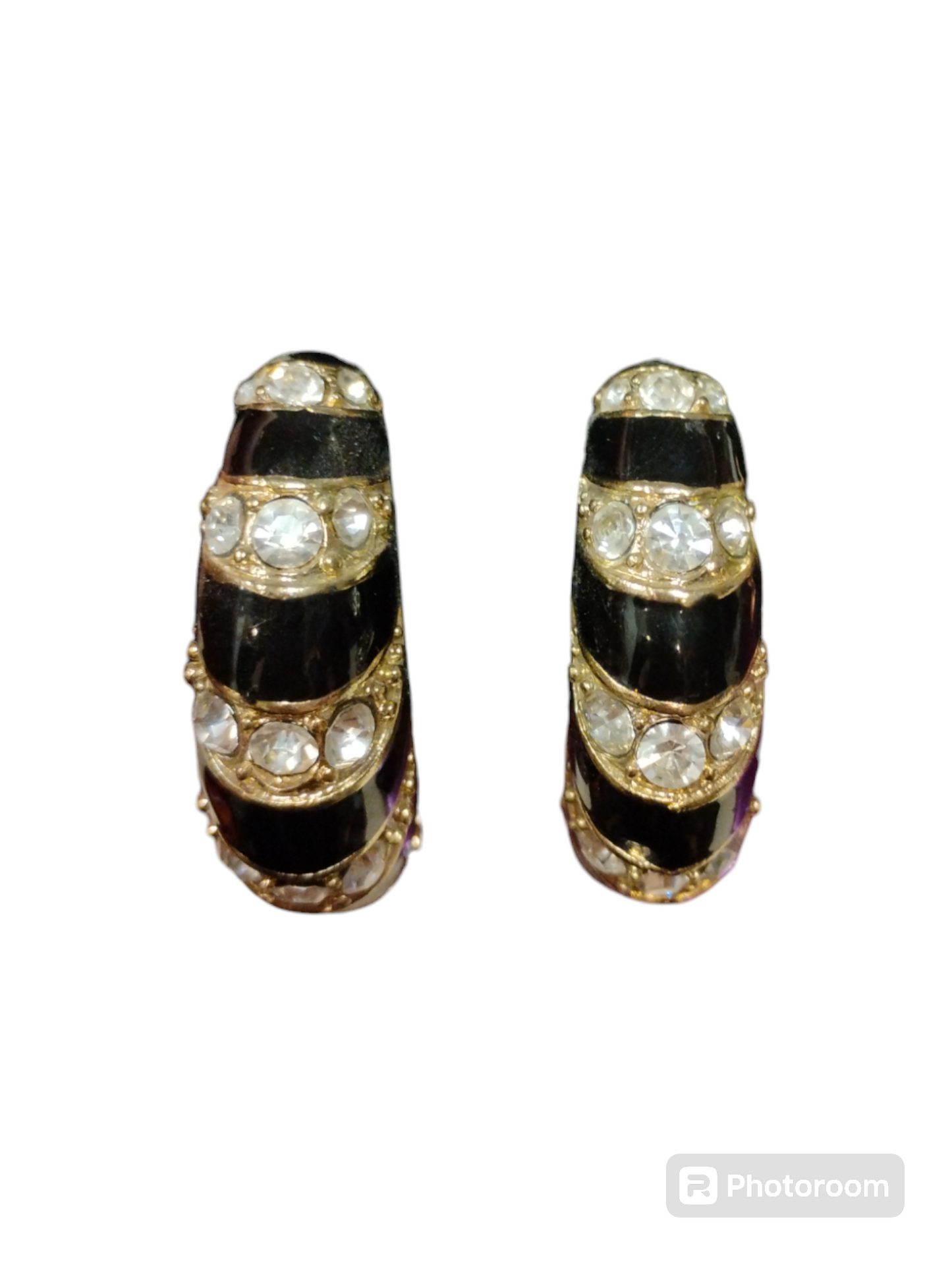 Heavy Black and Gold Earring Set