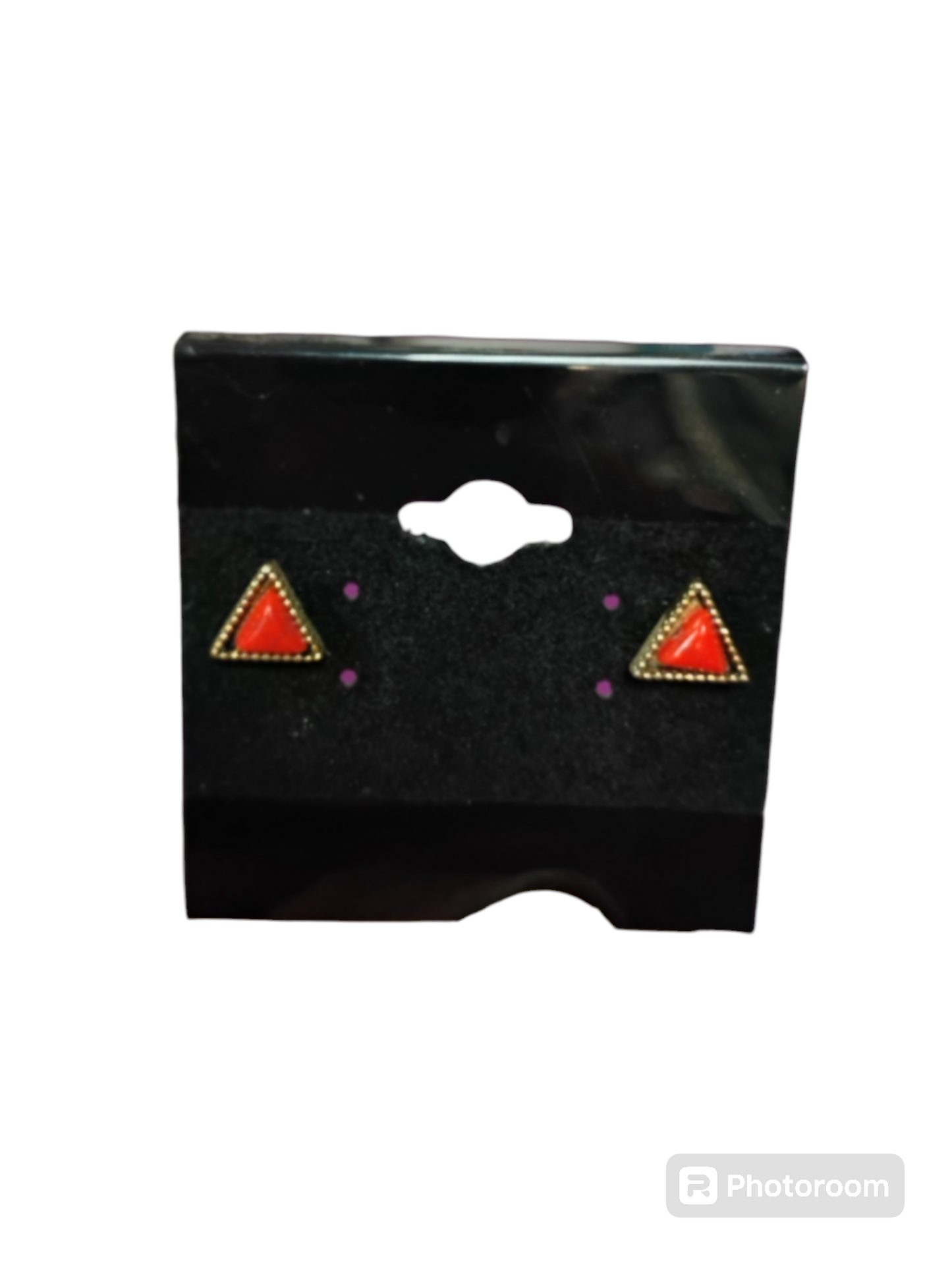 Red Triangle Golden Earrings