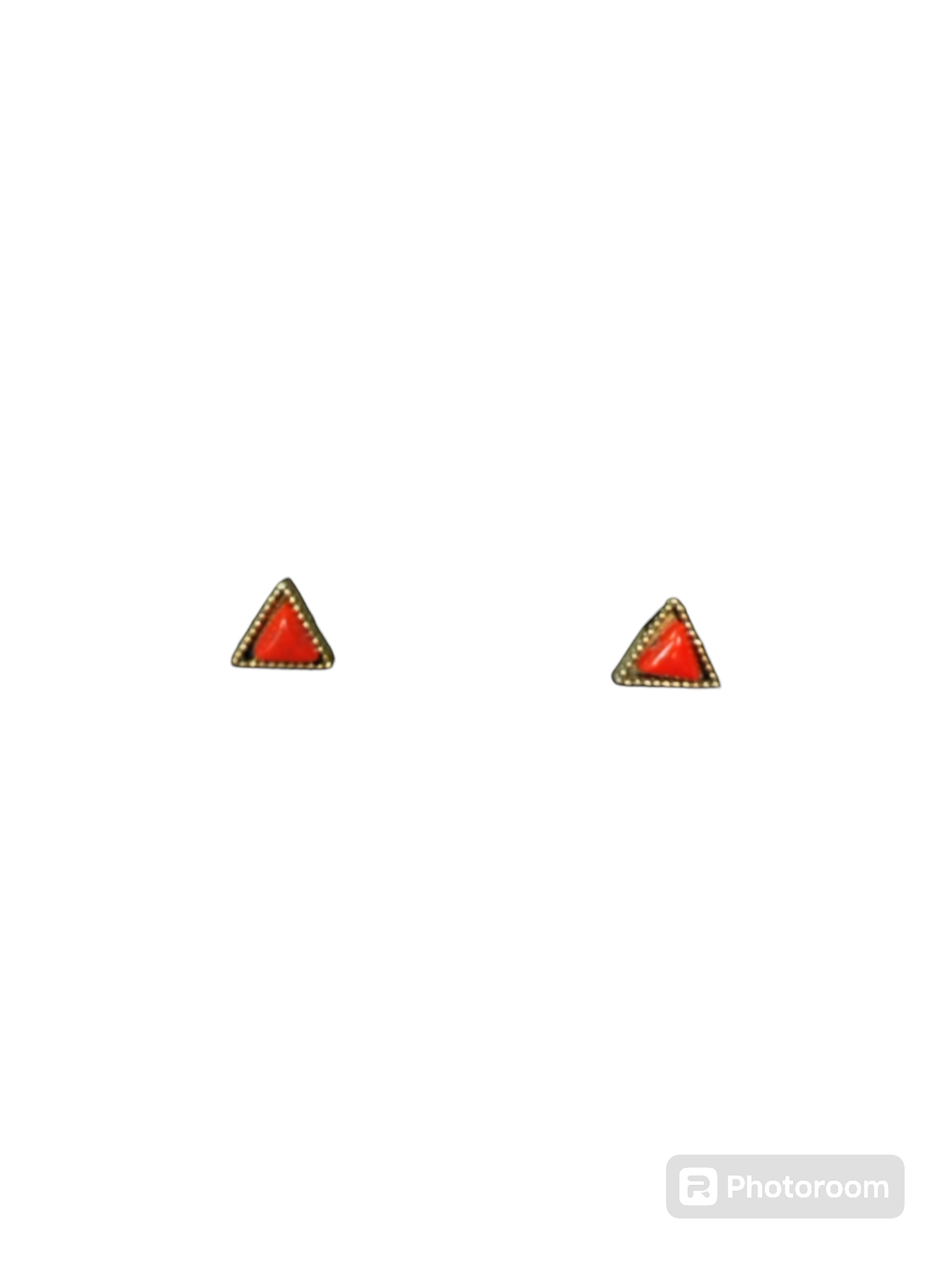 Red Triangle Golden Earrings