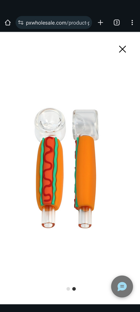 Hot Dog Hand Pipe Silicone & Glass