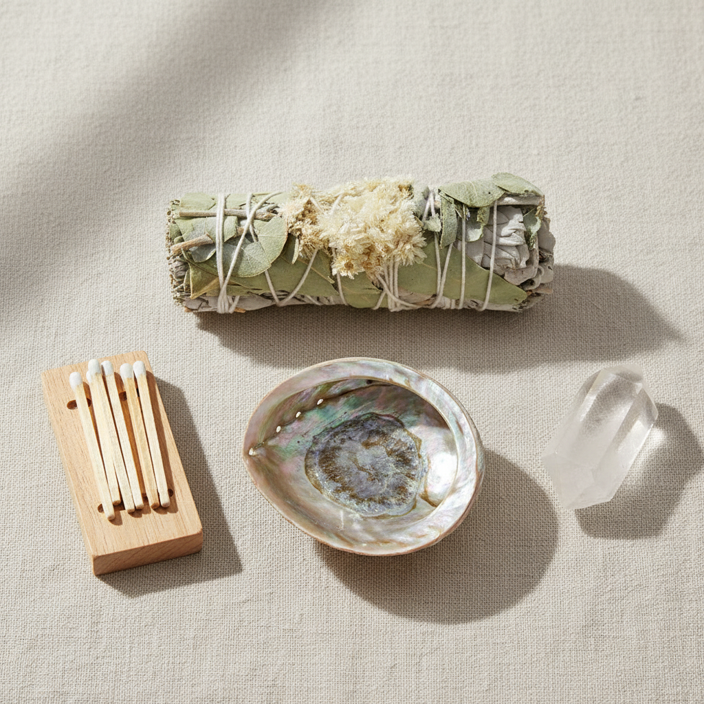 White Sage + Eucalyptus + Floral Bundle – 4" Cleansing Ritual Stick