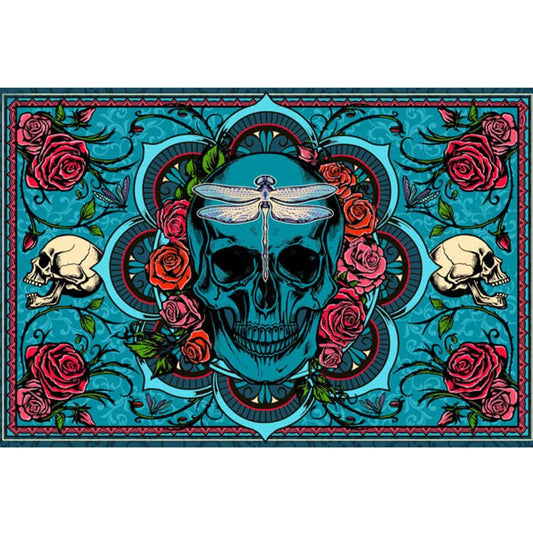 Skull And Roses 3D Tapestry