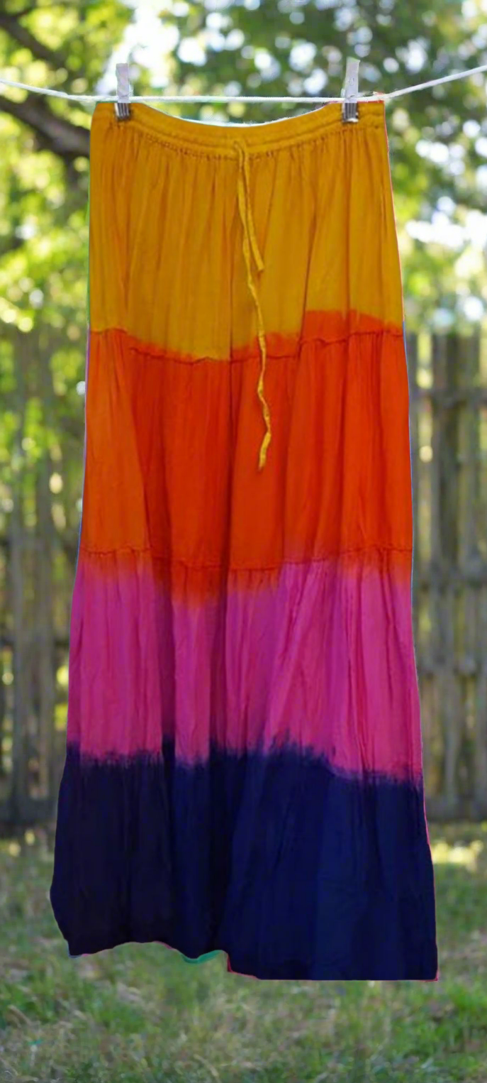 Tiered Color Hippie Skirt