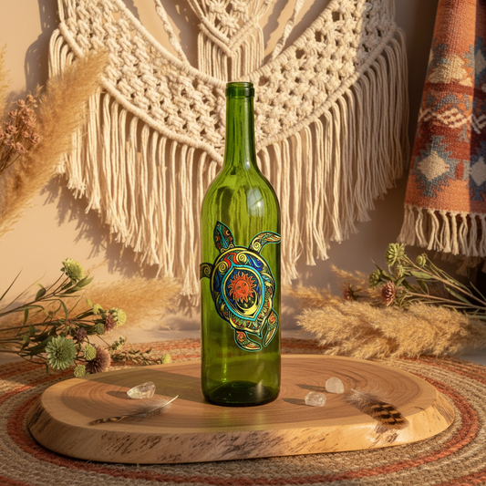 “Turtle Tranquility” – Glass Bottle Incense Burner (11.5")