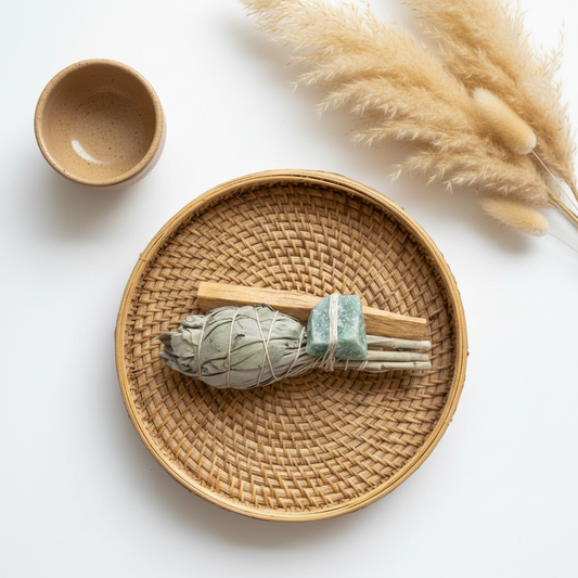 Aura Mender Ritual Bundle – Sage, Palo Santo & Grounding Stone