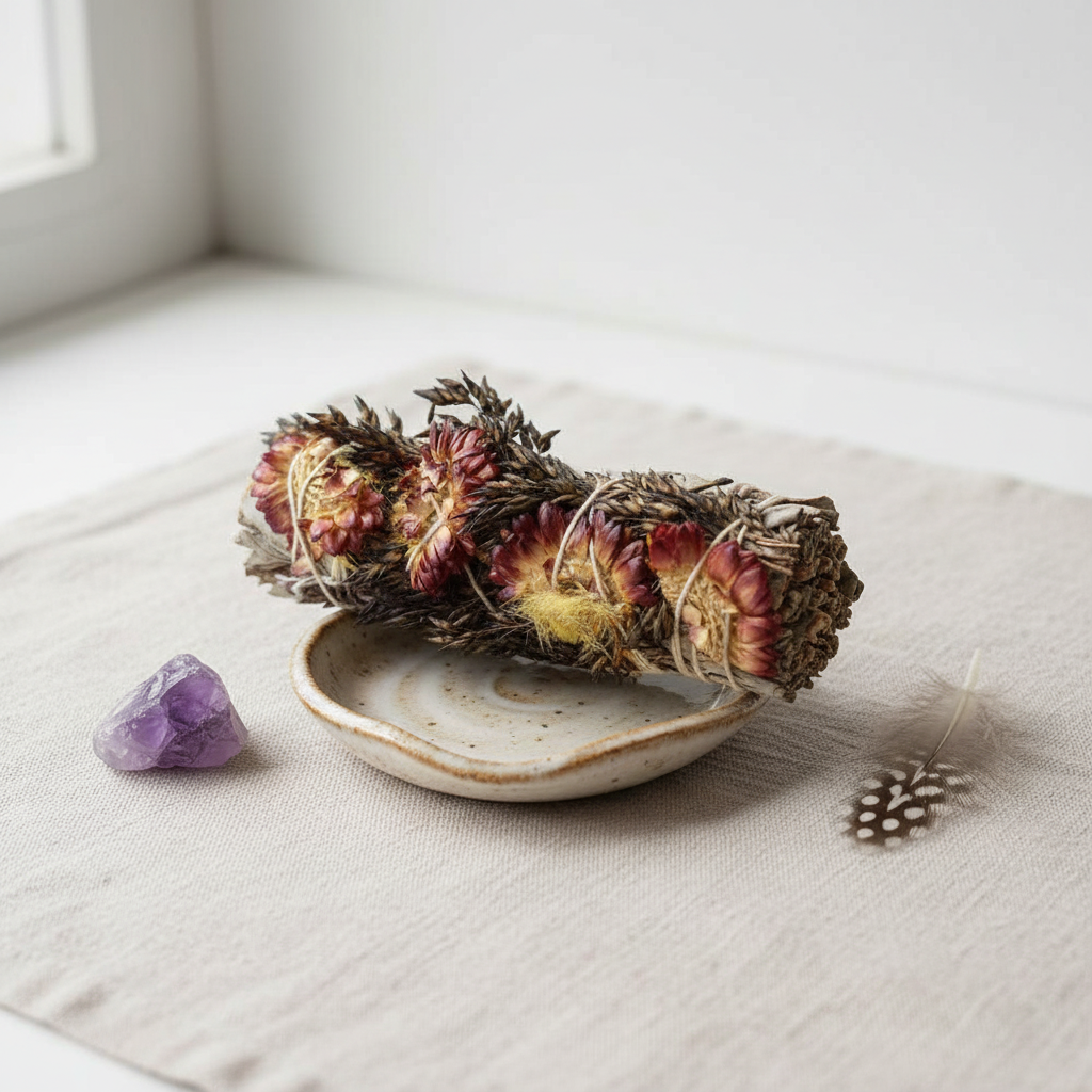 Strength + Serenity White Sage Floral Bundle – 4" Ritual Smudge Stick