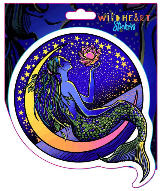 Mermaid On The Moon Window Sticker