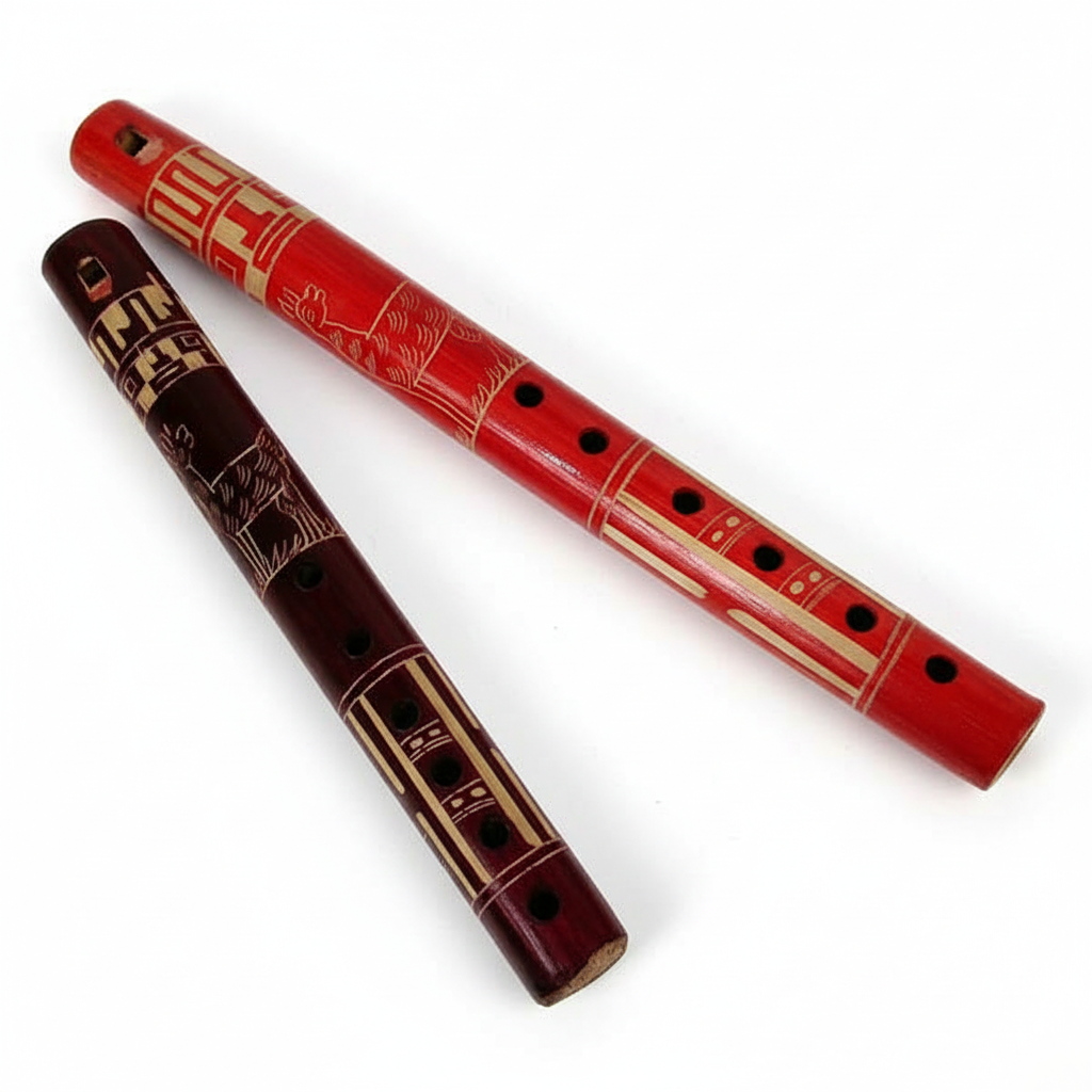 🎶 Flutopia Echo™ – 9" Painted Bamboo Flute from Lake Titicaca