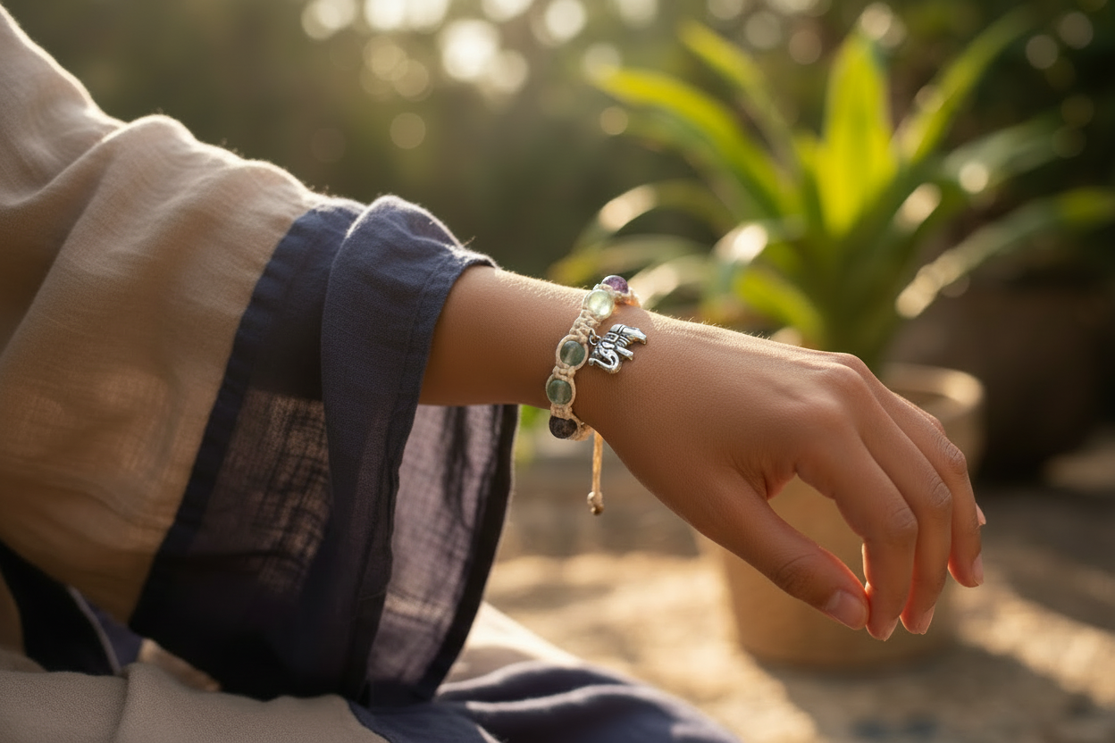 Ele-vibe-ation: Green Fluorite Elephant Hemp Bracelet