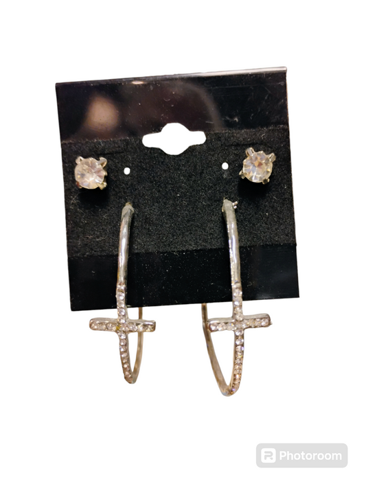 Post & Dangle Earrings Set - Cross