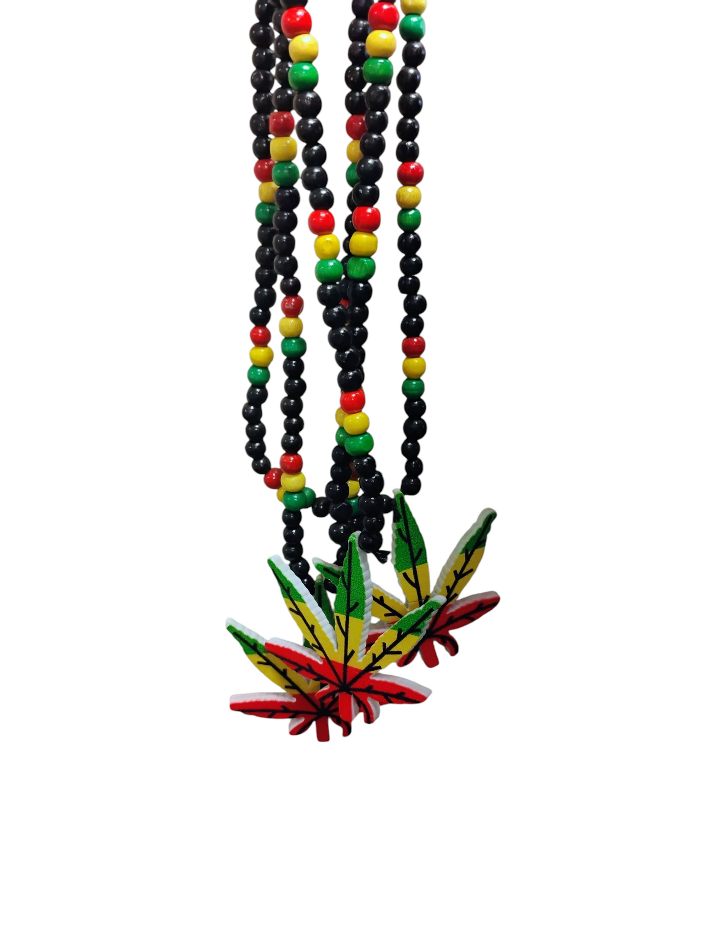 Beaded Rasta Leaf Necklace