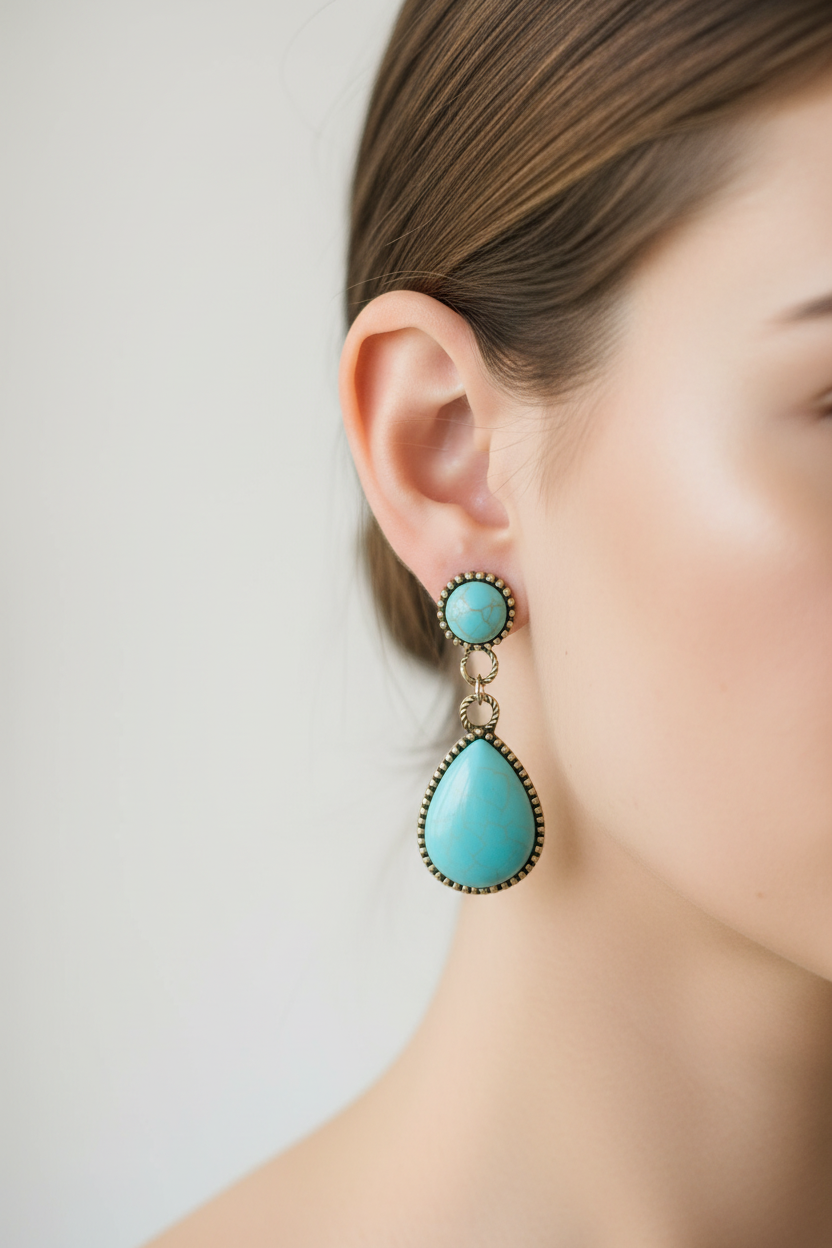 Silver Tide Drops™ – Turquoise Accent Earrings