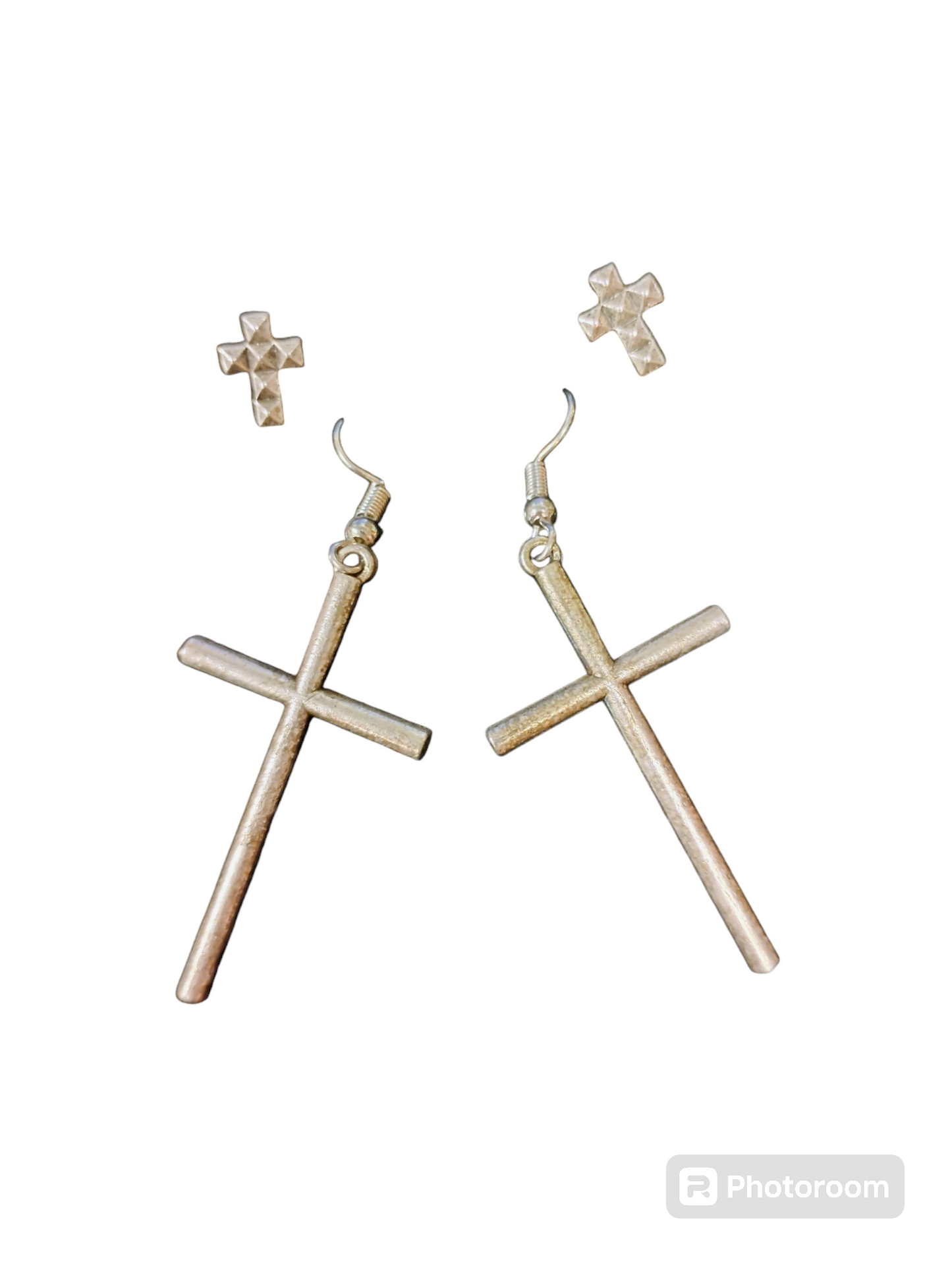 Cross Post & Dangle Earrings Set