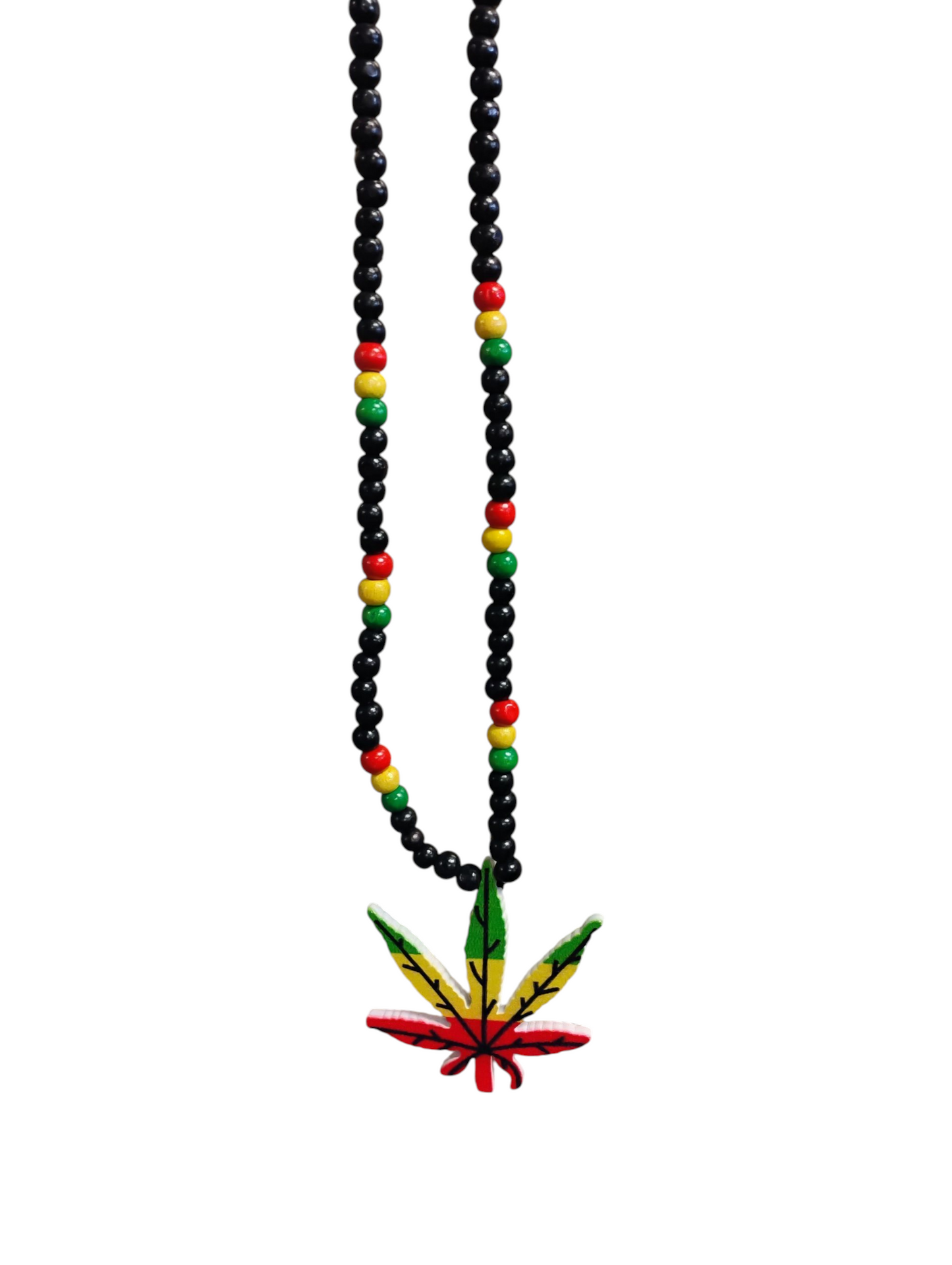 Beaded Rasta Leaf Necklace