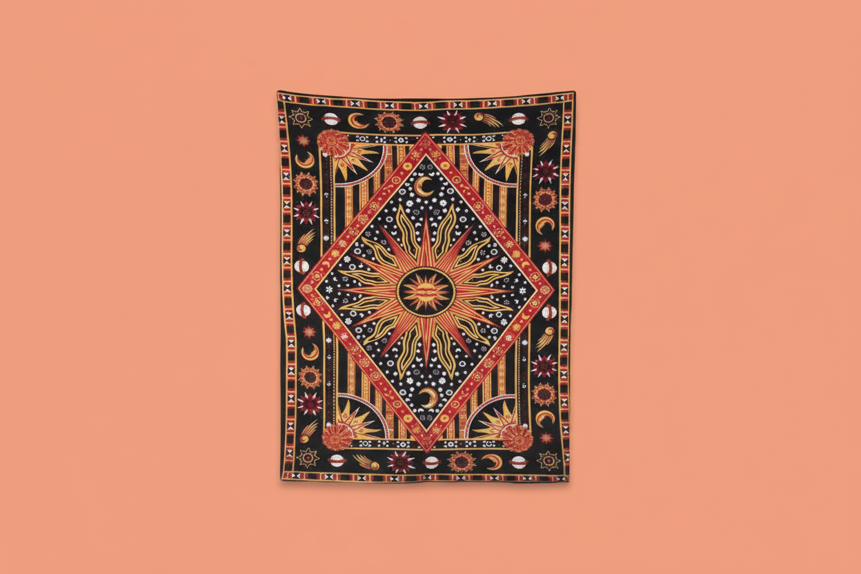 Sunspell Ritual Cloth – Cosmic Blaze Edition (54" x 86")
A wall-sized firestorm for your vibe.