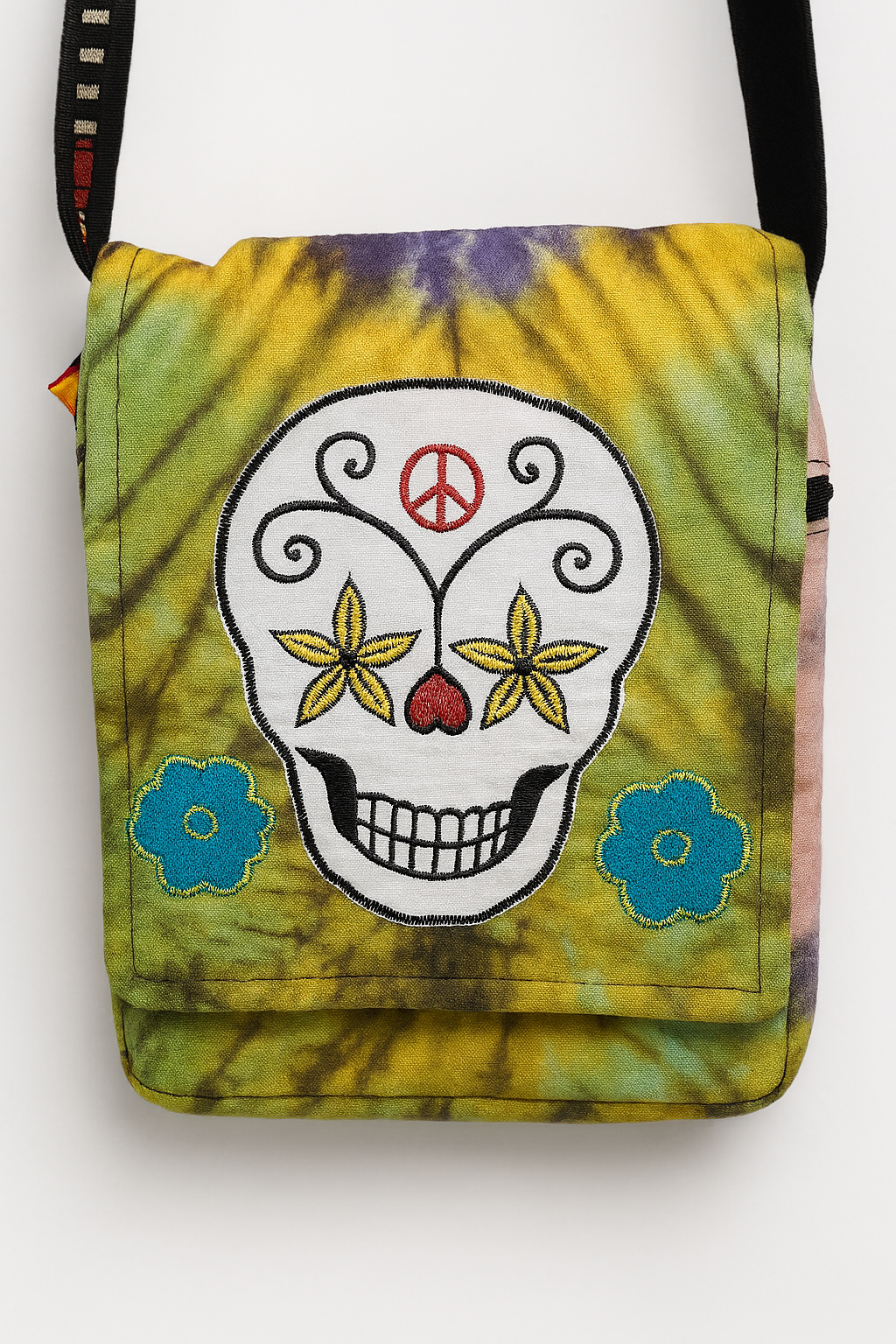 Sugar Skull Drift - Tie-Dye Sling for the Chill & Spirited