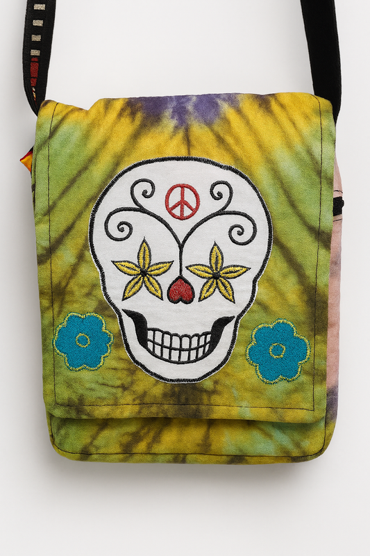 Sugar Skull Drift - Tie-Dye Sling for the Chill & Spirited