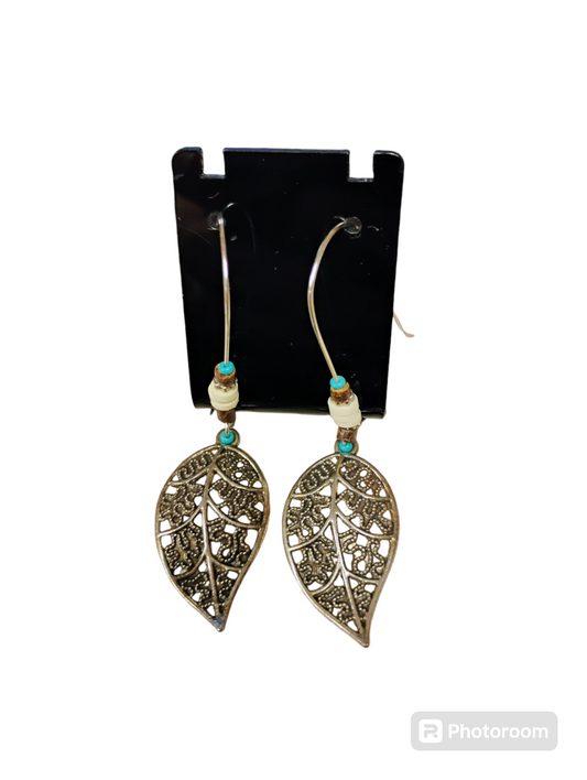 Beaded Leaf Earrings