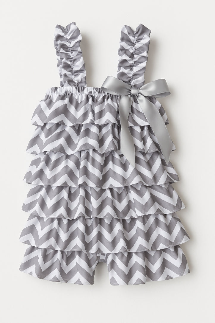 Grey Chevron Petti Romper