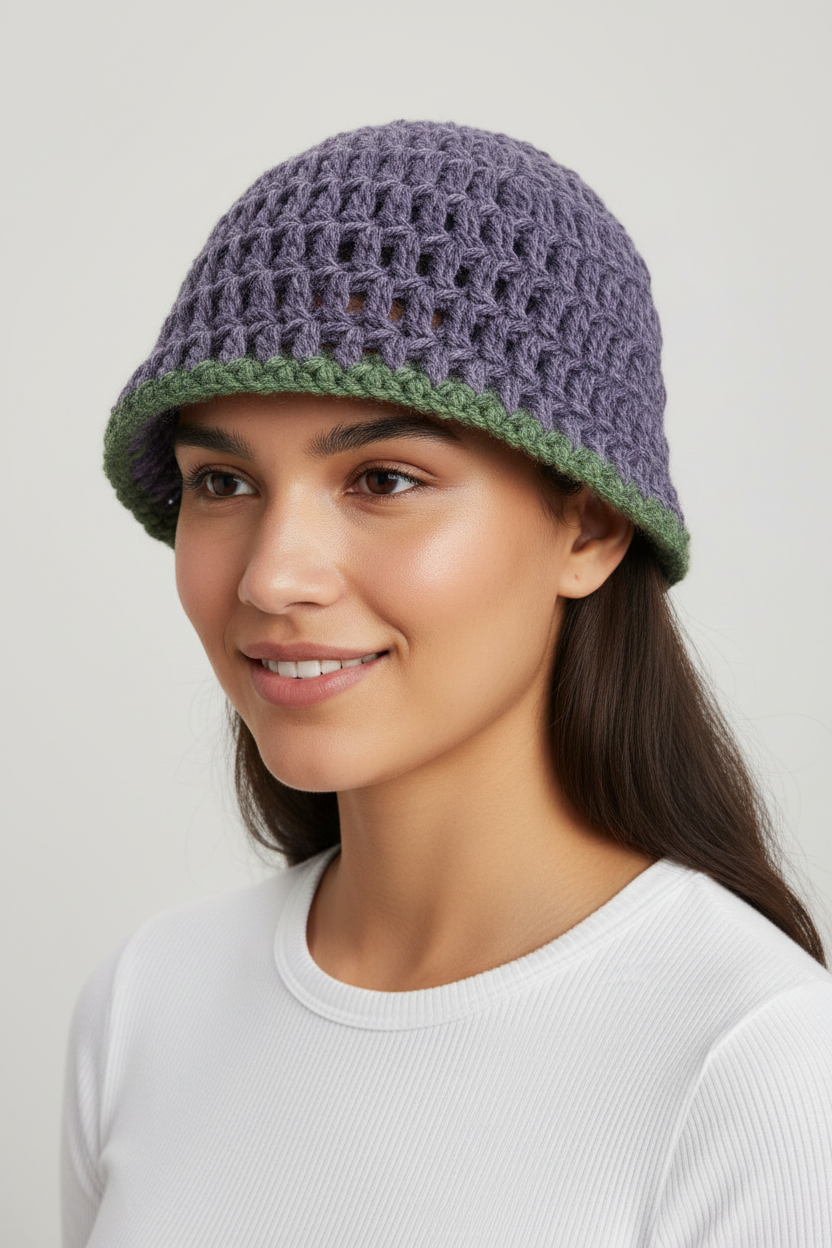 "Mossberry Bloom” Crochet Beanie