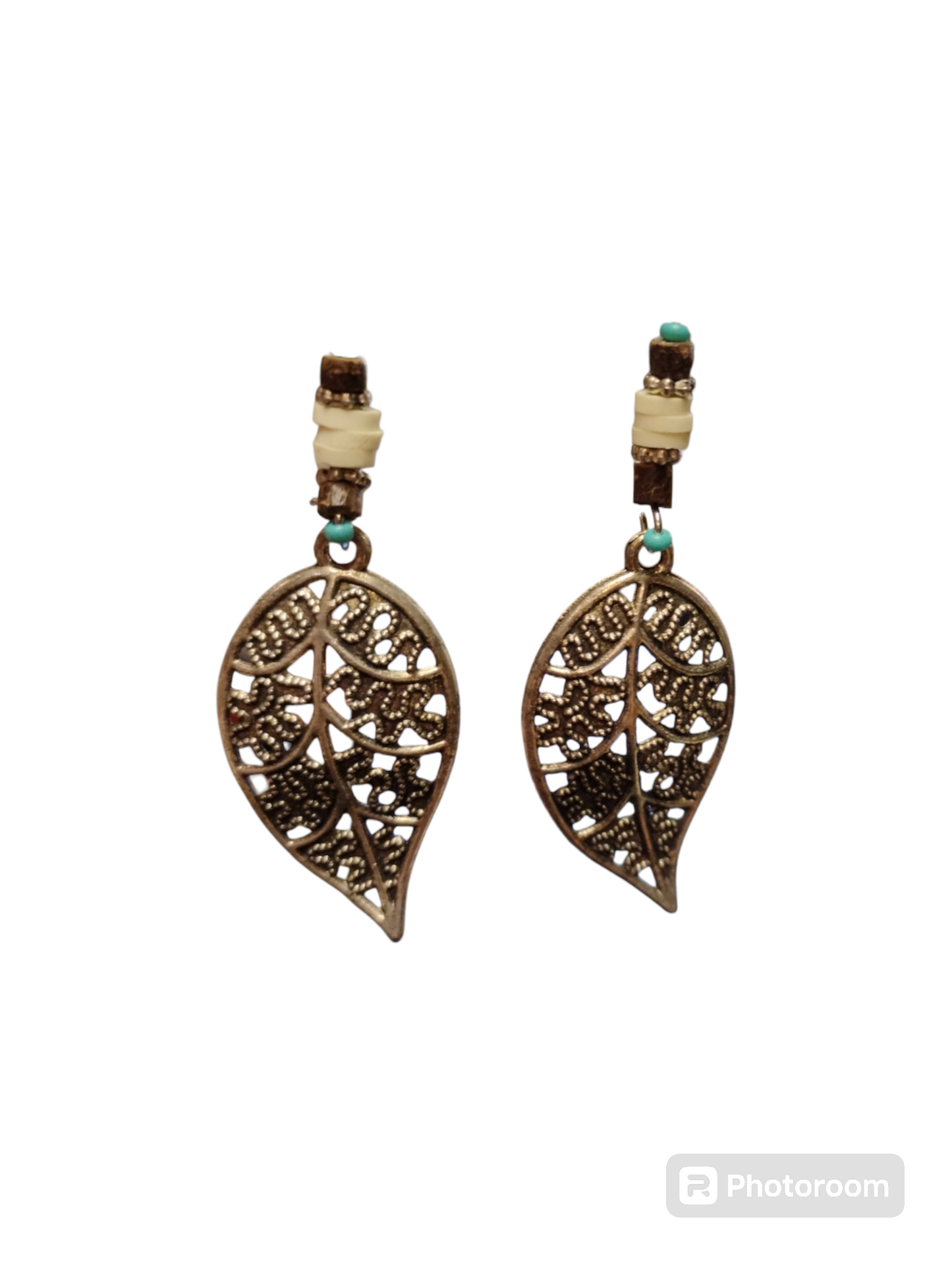 Beaded Leaf Earrings