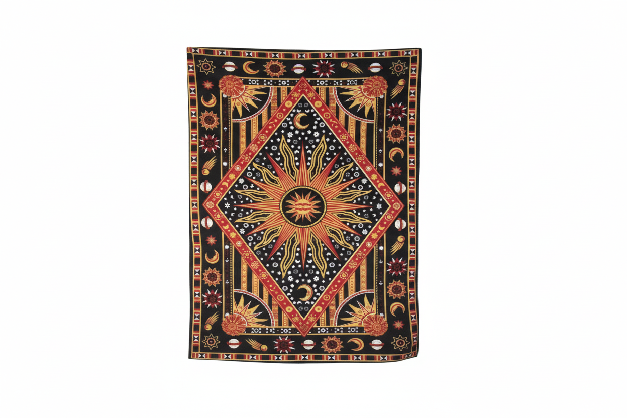 Sunspell Ritual Cloth – Cosmic Blaze Edition (54" x 86")
A wall-sized firestorm for your vibe.