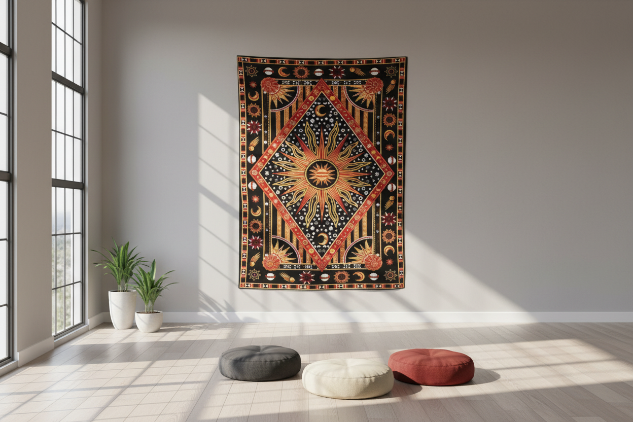 Sunspell Ritual Cloth – Cosmic Blaze Edition (54" x 86")
A wall-sized firestorm for your vibe.
