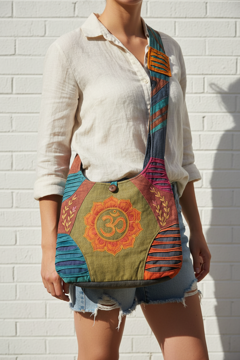 OmBloom Patchwork Satchel – Carry Your Calm, Colorfully